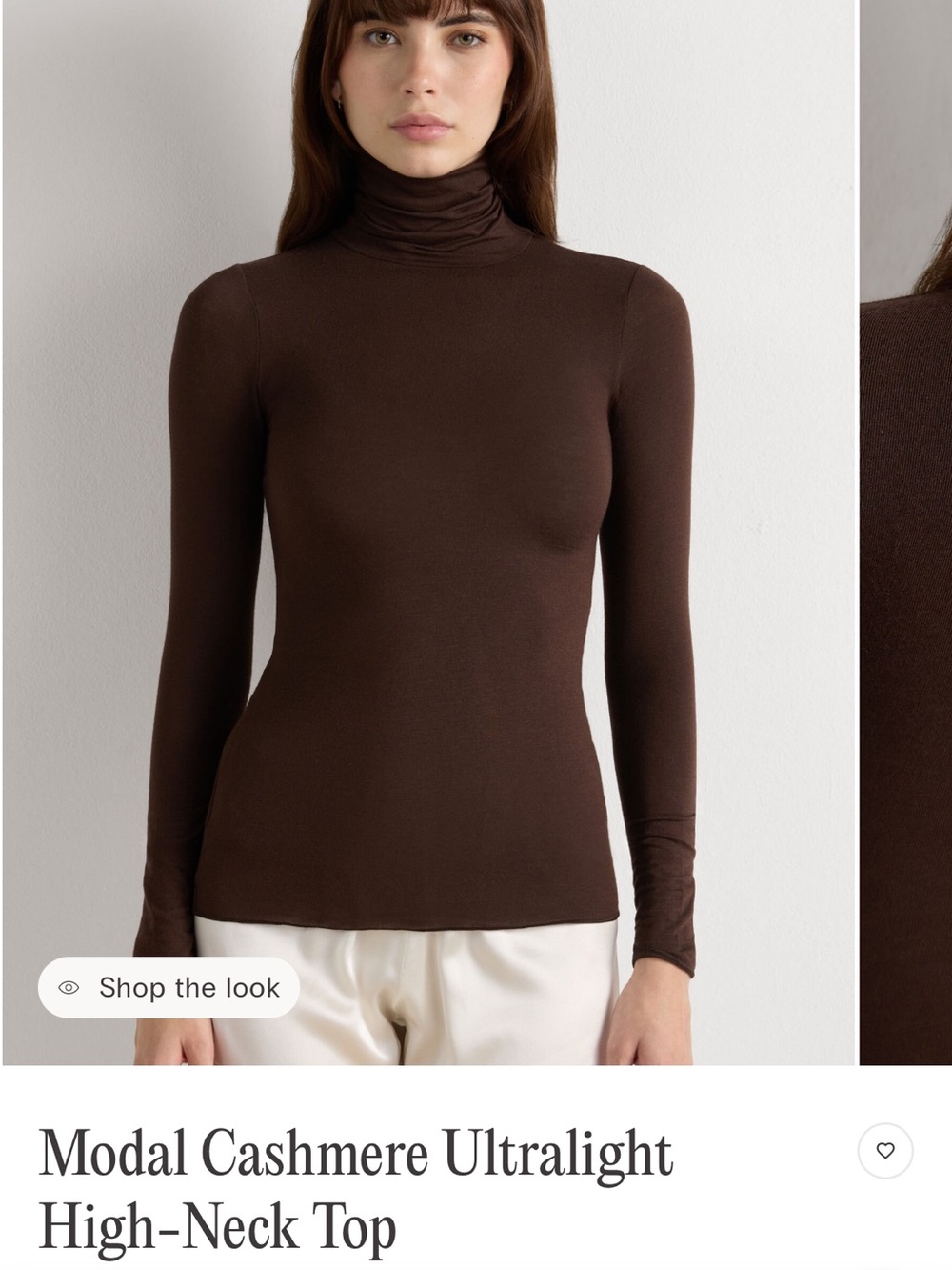 intimissimi Brown Modal Cashmere Ultralight High-Neck Top